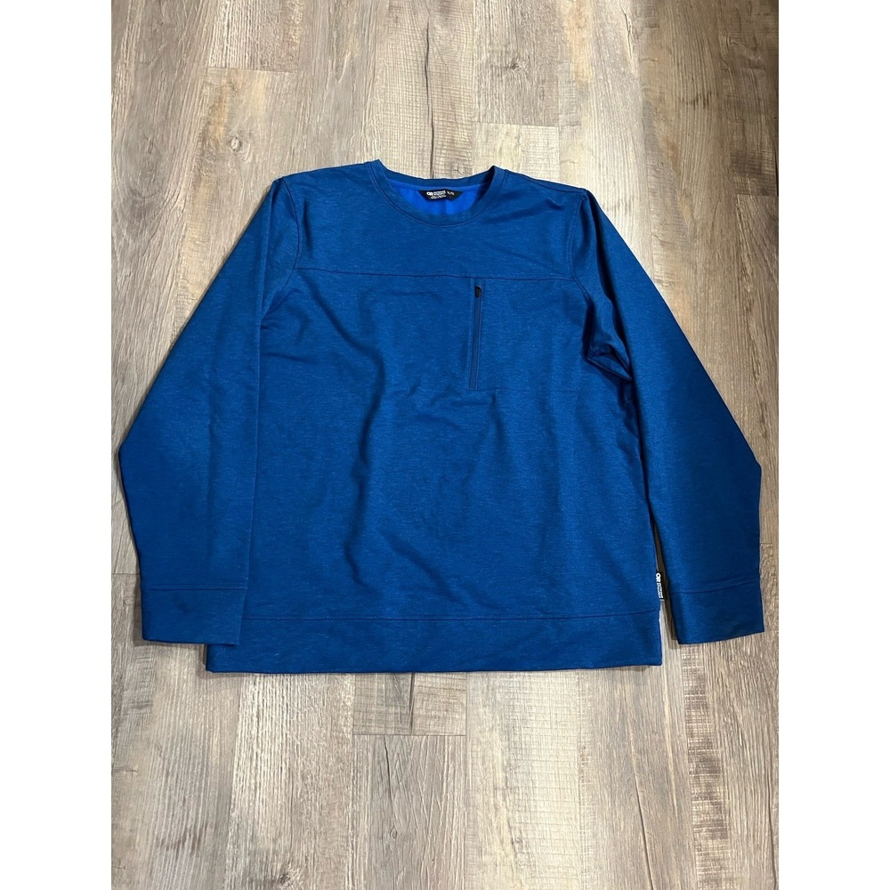 Outdoor Research Men XL Blue‎ Pullover Crew Neck Sweatshirt With Zip Pocket